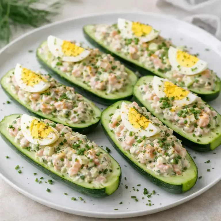 Courgettes farcies au saumon et à la sauce crémeuse au citron