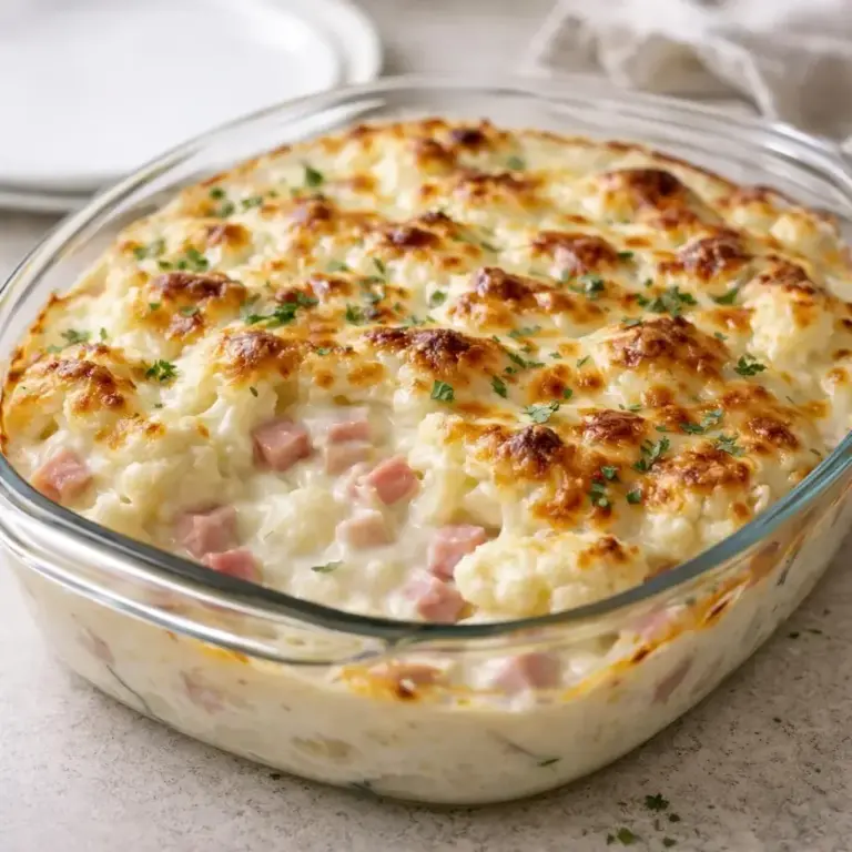 Gratin de chou-fleur et jambon au four : la béchamel légère révélée