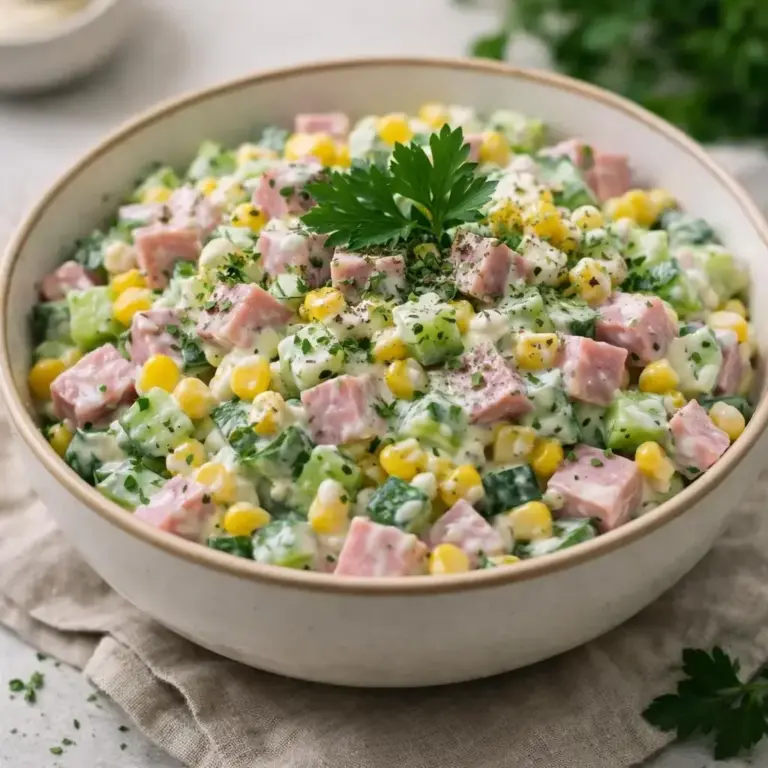Salade de jambon, concombre et maïs à la crème fraîche : un délice estival