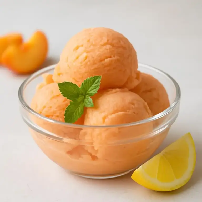 Sorbet maison aux pêches jaunes et melon cantaloup : ultra rafraîchissant et 100% naturel
